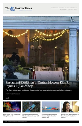 Cover of The Moscow Times - English