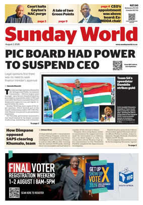 Cover of Sunday World (South Africa)