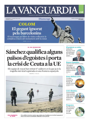 Cover of La Vanguardia (Catala)