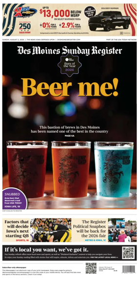 Cover of The Des Moines Register