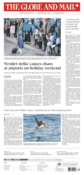 Cover of The Globe and Mail (BC Edition)