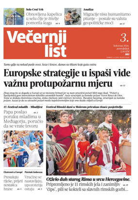 Cover of Vecernji list BiH