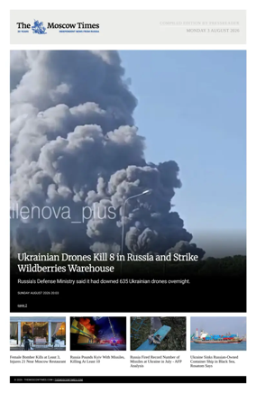 Cover of The Moscow Times - English