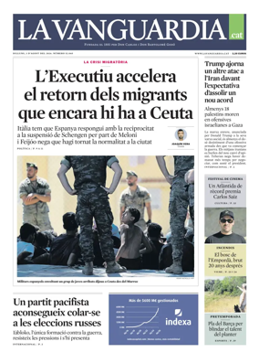 Cover of La Vanguardia (Catala)