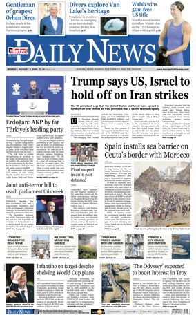 Cover of Hurriyet Daily News & Economic Review