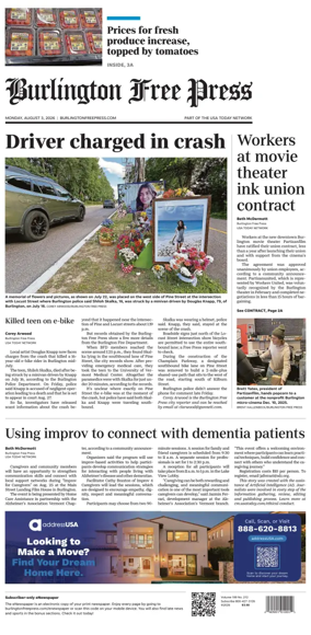 Cover of Burlington Free Press
