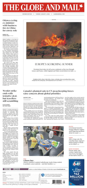 Cover of The Globe and Mail (Ontario Edition)