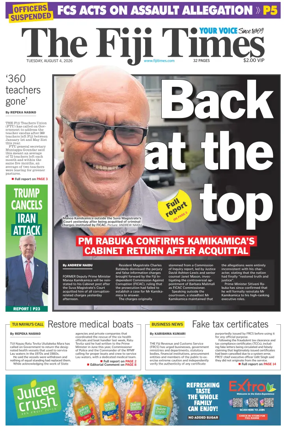 Cover of The Fiji Times