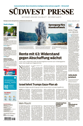 Cover of Sudwest Presse - Metzinger Uracher Volksblatt - Der Ermstalbote
