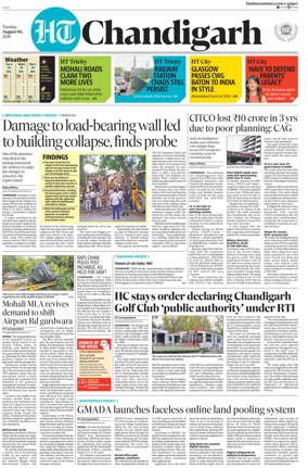 Cover of Hindustan Times (Chandigarh) - Live