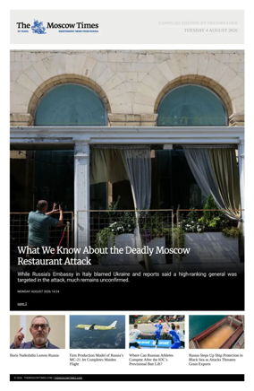 Cover of The Moscow Times - English