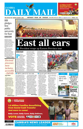 Cover of Zambia Daily Mail