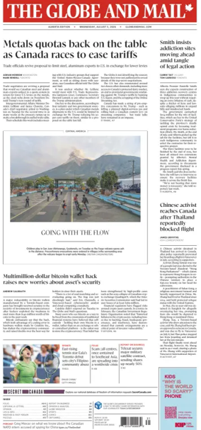 Cover of The Globe and Mail (Alberta Edition)