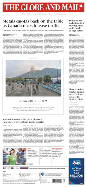 Cover of The Globe and Mail (Ontario Edition)