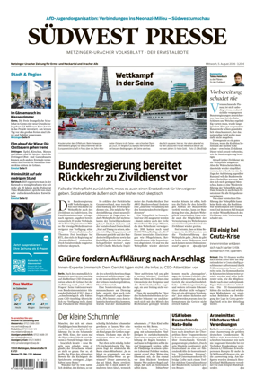 Cover of Sudwest Presse - Metzinger Uracher Volksblatt - Der Ermstalbote