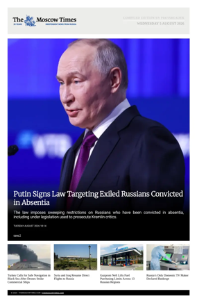 Cover of The Moscow Times - English