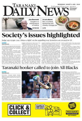 Cover of Taranaki Daily News