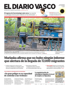 Cover of Diario Vasco (Oarsoaldea)