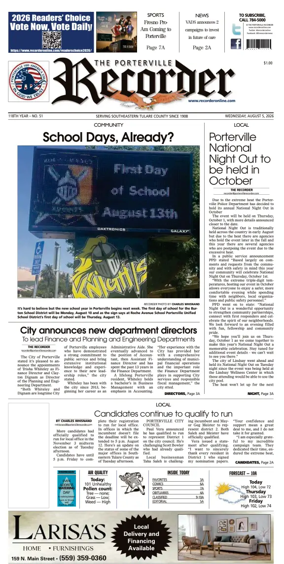 Cover of Porterville Recorder