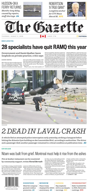 Cover of Montreal Gazette