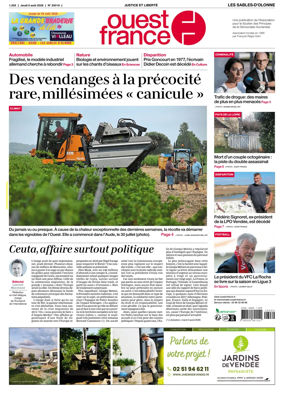 Cover of Ouest France (Les Sables-d'Olonne)