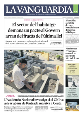 Cover of La Vanguardia (Catala)