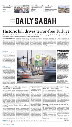 Cover of Daily Sabah (Turkey)