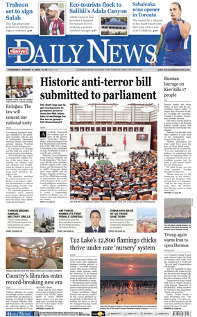 Cover of Hurriyet Daily News & Economic Review