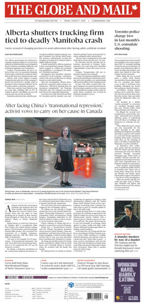 Cover of The Globe and Mail (Ottawa/Quebec Edition)