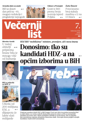 Cover of Vecernji list BiH