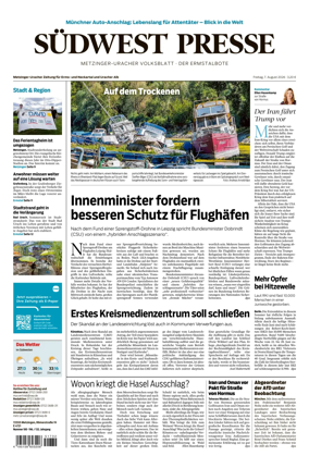 Cover of Sudwest Presse - Metzinger Uracher Volksblatt - Der Ermstalbote
