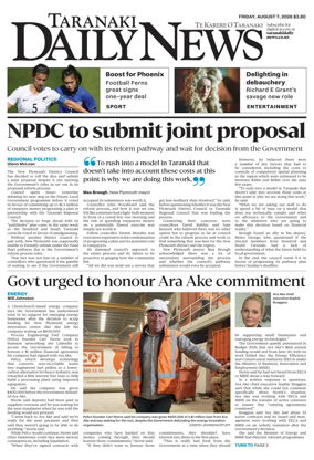 Cover of Taranaki Daily News