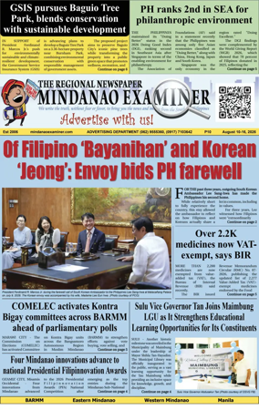 Cover of The Mindanao Examiner Regional Newspaper