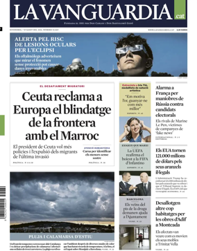 Cover of La Vanguardia (Catalonia - 1st edition)