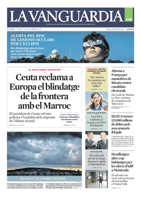 Cover of La Vanguardia (Catala)