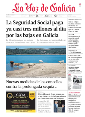 Cover of La Voz de Galicia (Ourense)