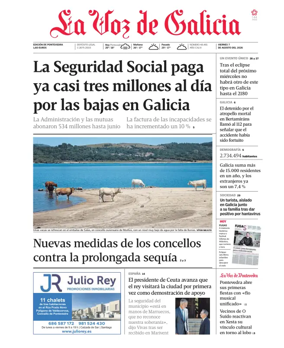 Cover of La Voz de Galicia (Pontevedra)