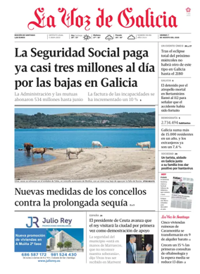 Cover of La Voz de Galicia (Santiago)