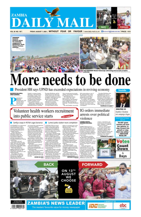 Cover of Zambia Daily Mail
