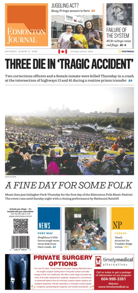 Cover of Edmonton Journal