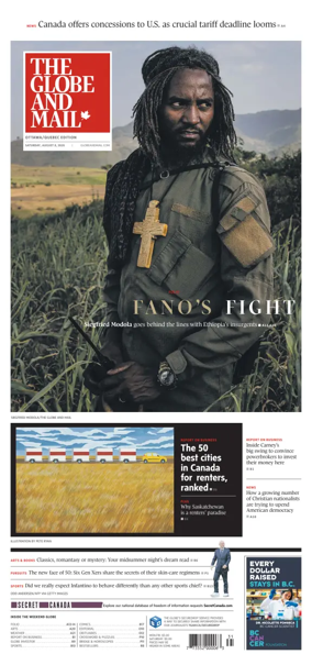 Cover of The Globe and Mail (Ottawa/Quebec Edition)