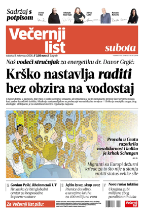 Cover of Vecernji list - Zagreb