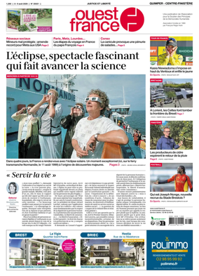 Cover of Ouest-France (Quimper Centre-Finistere)