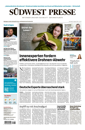 Cover of Sudwest Presse - Metzinger Uracher Volksblatt - Der Ermstalbote