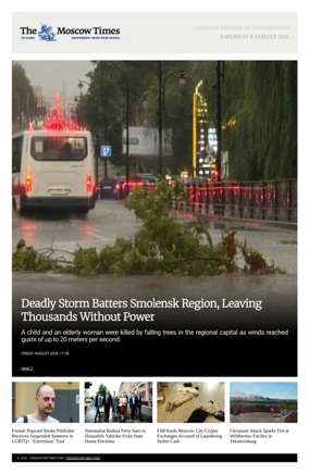 Cover of The Moscow Times - English
