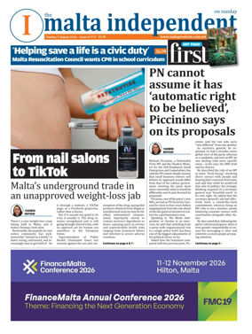 Cover of The Malta Independent on Sunday