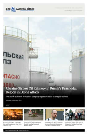 Cover of The Moscow Times - English