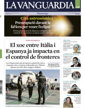 Cover of La Vanguardia (Catalonia - 1st edition)