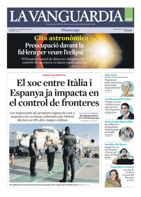 Cover of La Vanguardia (Catala)
