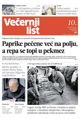 Cover of Vecernji list BiH